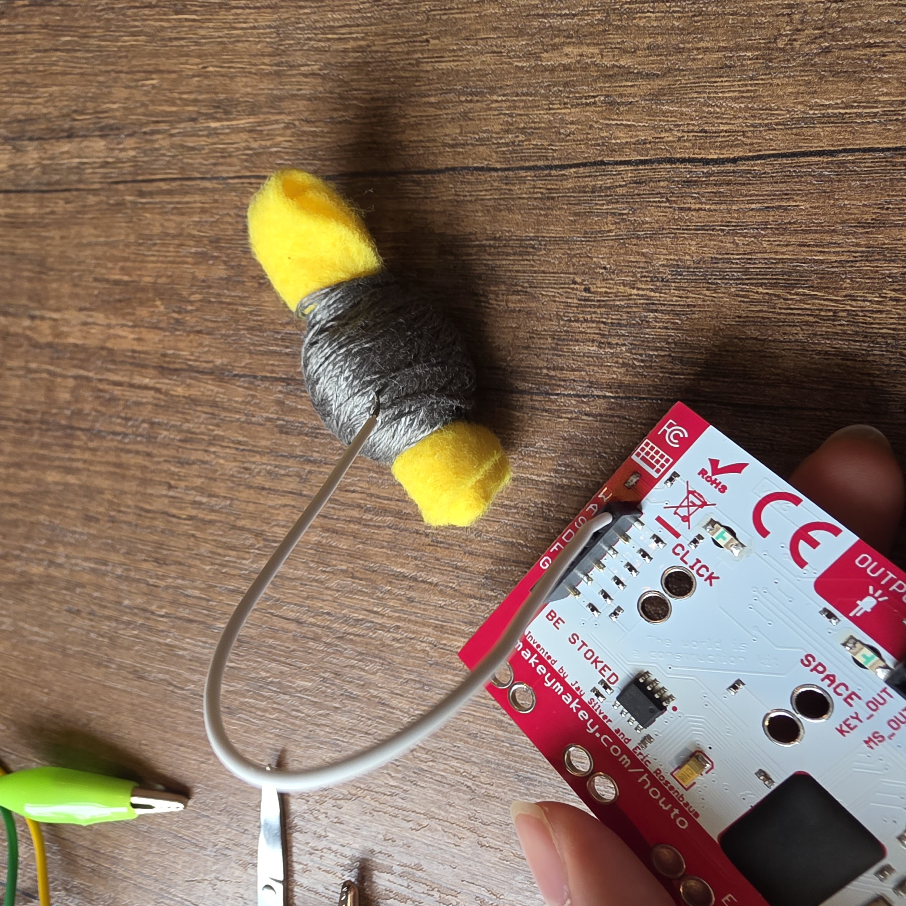 instead of using claw clips, I may use the wire so it's easier to connect it to the Makey Makey and it will be more secure than using the clips